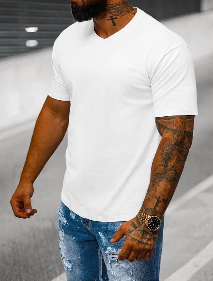 KOSZULKA MĘSKA OVERSIZE BIAŁA  - T-SHIRT