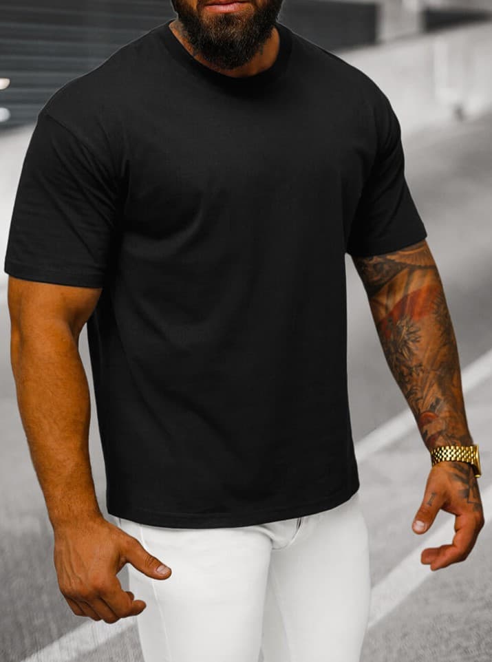 KOSZULKA MĘSKA OVERSIZE CZARNA  - T-SHIRT