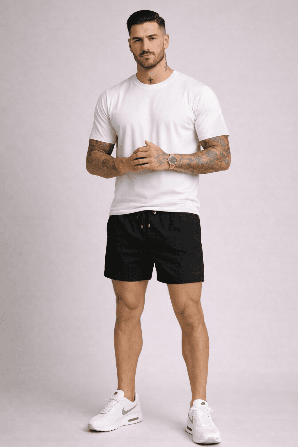 ZESTAW MĘSKI T-SHIRT PLUS SPODENKI PLAŻOWE - KOSZULKA KOLOR BIAŁY