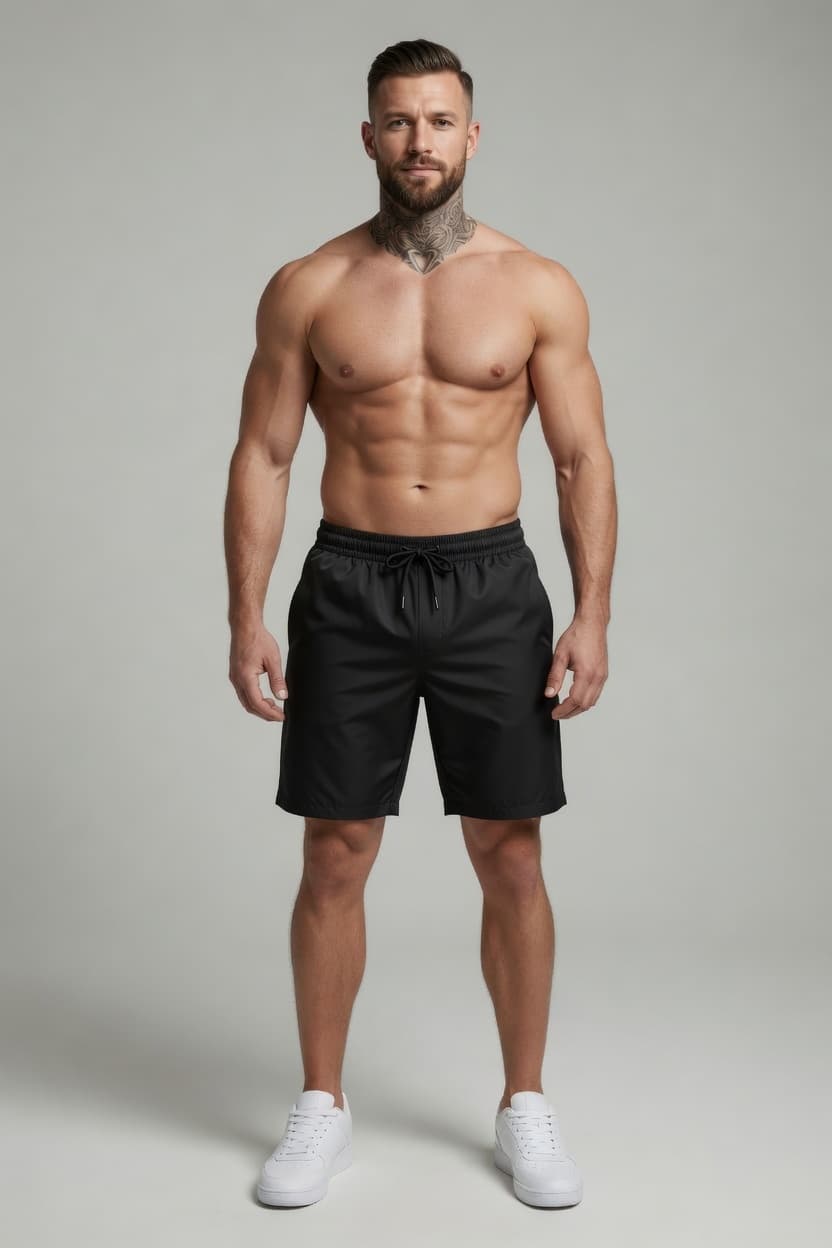 SPODENKI MĘSKIE SZYBKOSCHNĄCE - KOLOR CZARNY - SPORTOWE SHORTY NYLON