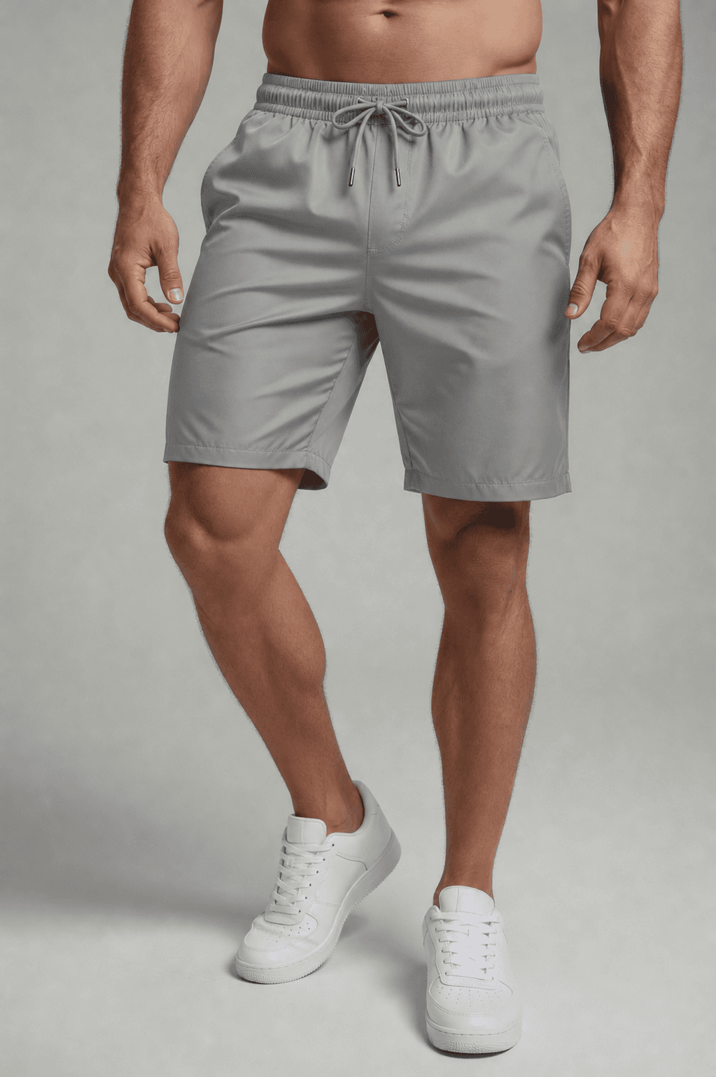 SPODENKI MĘSKIE SZYBKOSCHNĄCE - KOLOR SZARY - SPORTOWE SHORTY NYLON